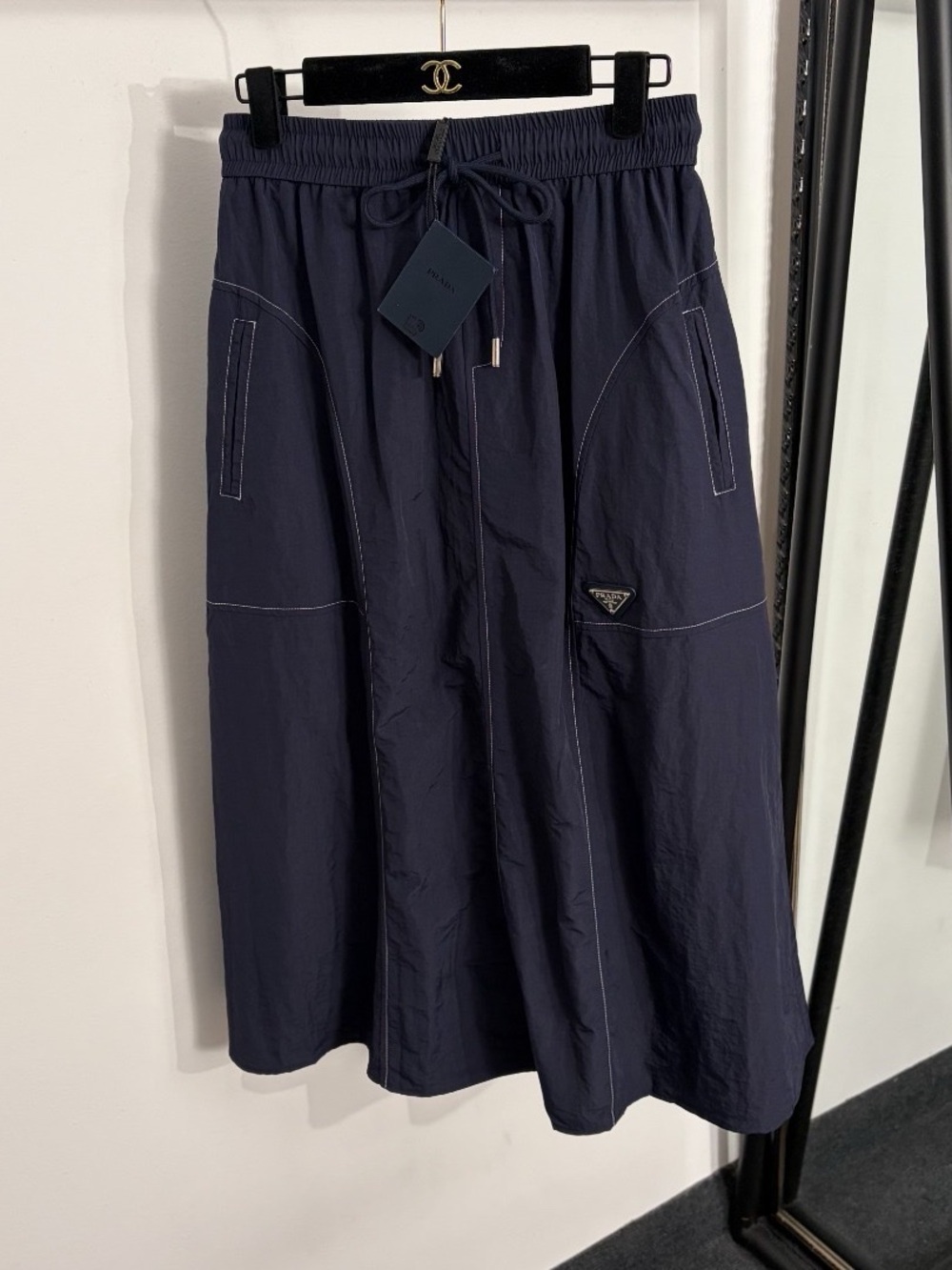 Prada style navy skirt